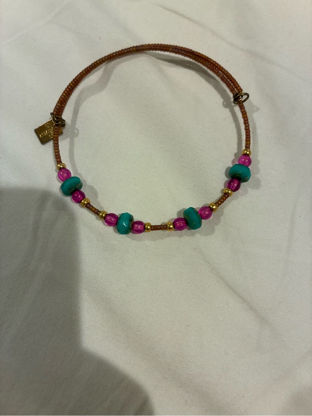 Handcrafted Pink and Turquoise Beaded Bracelet - Unbranded